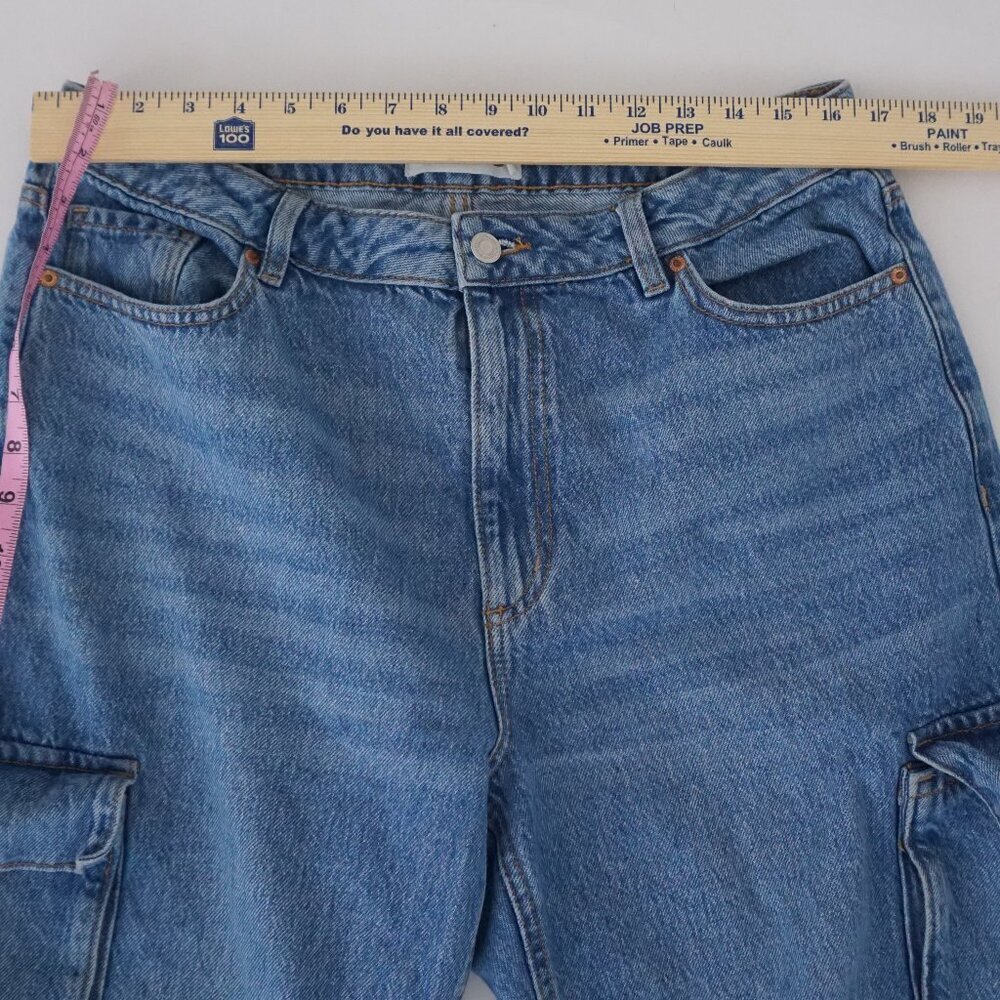 Dynamite Heidi Blue Cargo Pocket Wide Leg Jeans Utility Denim Streetwear 31 - Picture 4 of 14